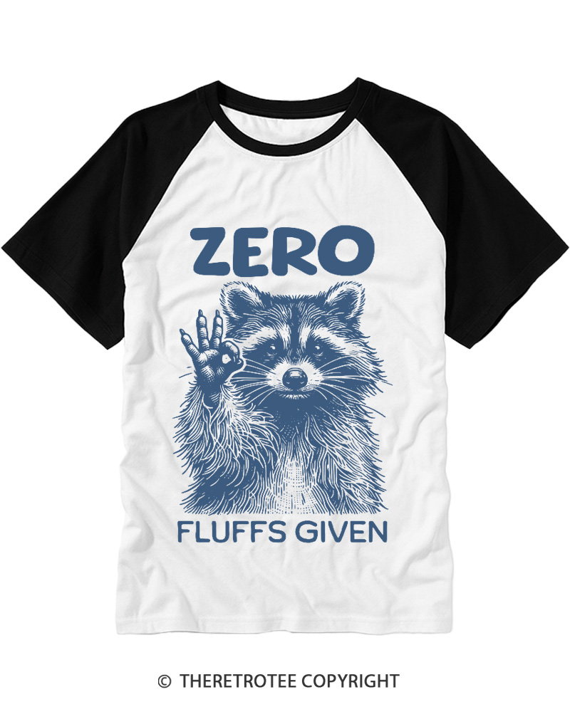TheRetroTee Zero Fluffs Given 1980s Raglan Baseball T-Shirt