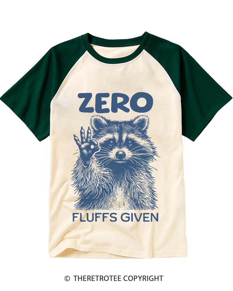 TheRetroTee Zero Fluffs Given 1980s Raglan Baseball T-Shirt