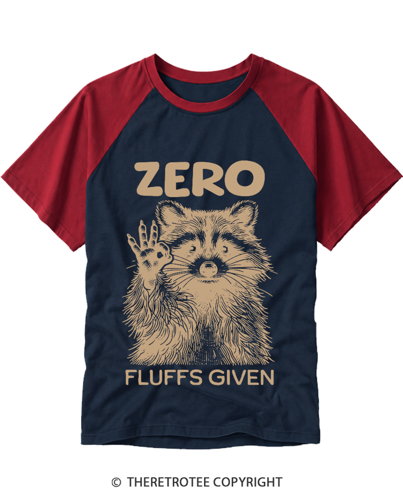 TheRetroTee Zero Fluffs Given 1980s Raglan Baseball T-Shirt
