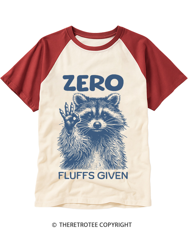 TheRetroTee Zero Fluffs Given 1980s Raglan Baseball T-Shirt