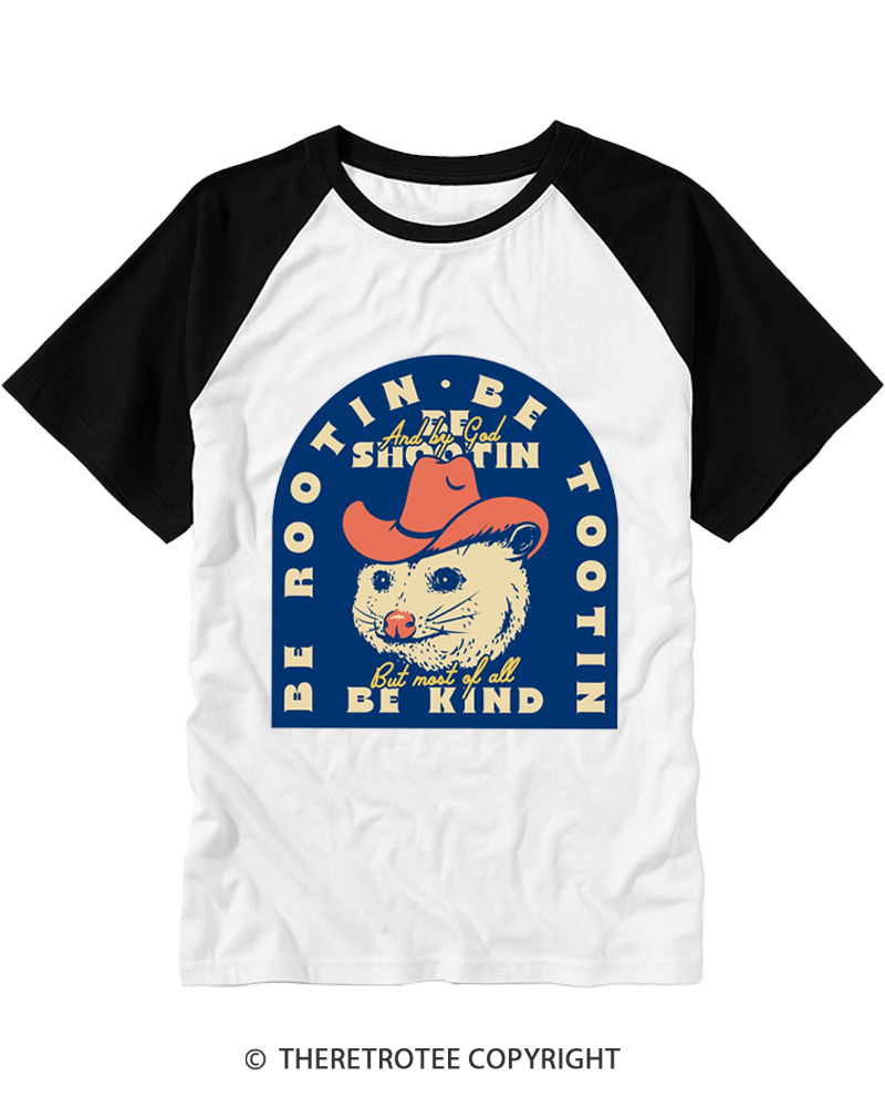 TheRetroTee Rootin Tootin Shootin 1970s Raglan Baseball T-Shirt