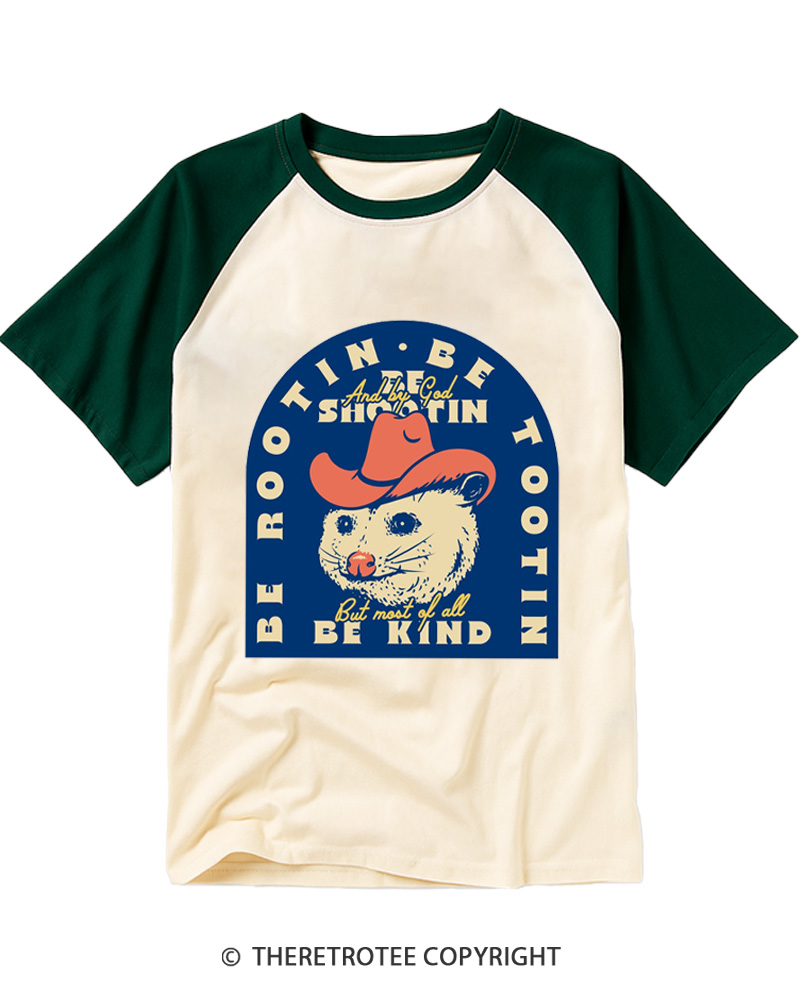 TheRetroTee Rootin Tootin Shootin 1970s Raglan Baseball T-Shirt