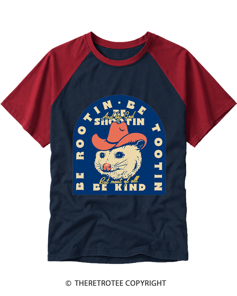TheRetroTee Rootin Tootin Shootin 1970s Raglan Baseball T-Shirt