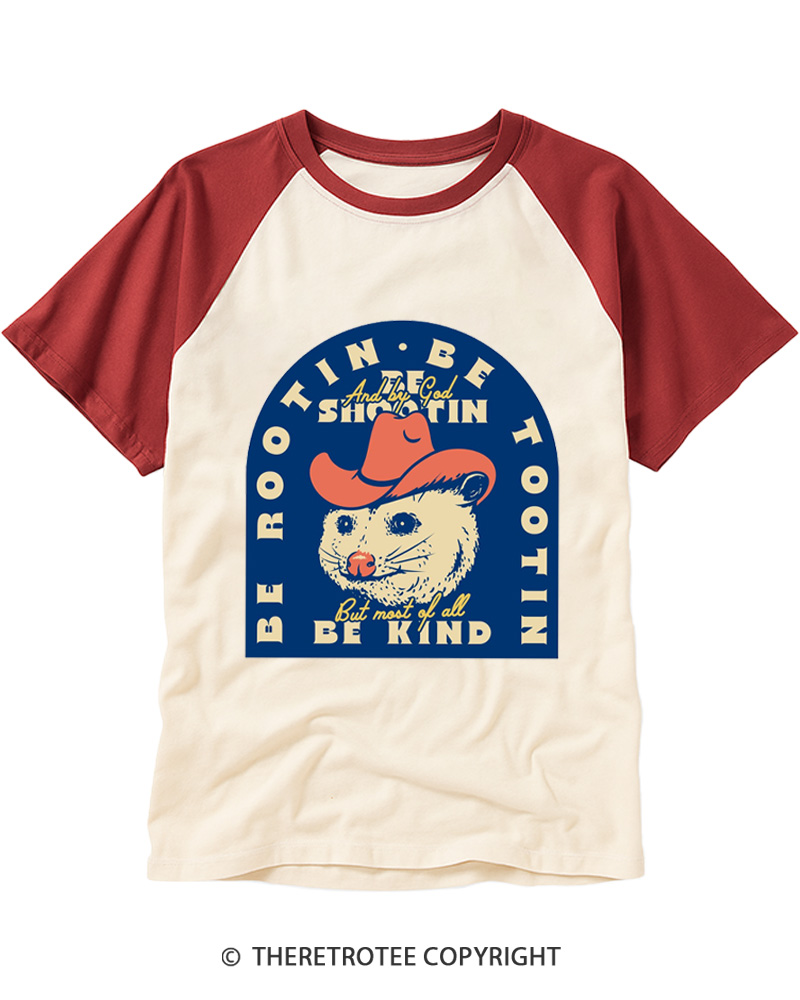 TheRetroTee Rootin Tootin Shootin 1970s Raglan Baseball T-Shirt
