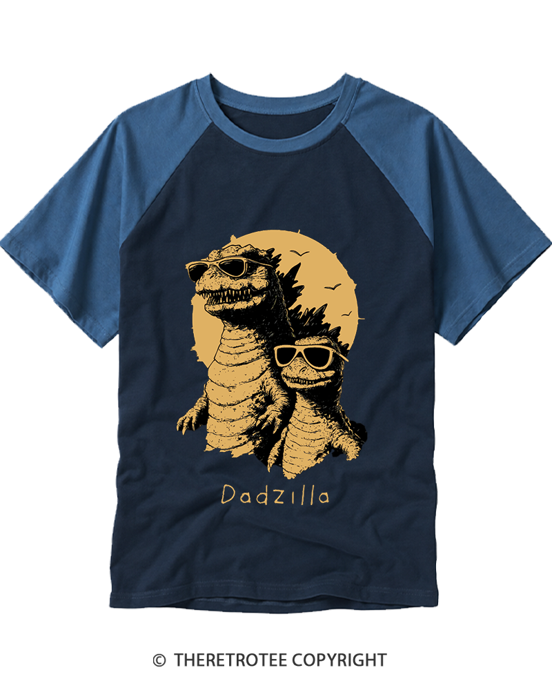 TheRetroTee Dadzilla 1990s Raglan Baseball T-Shirt