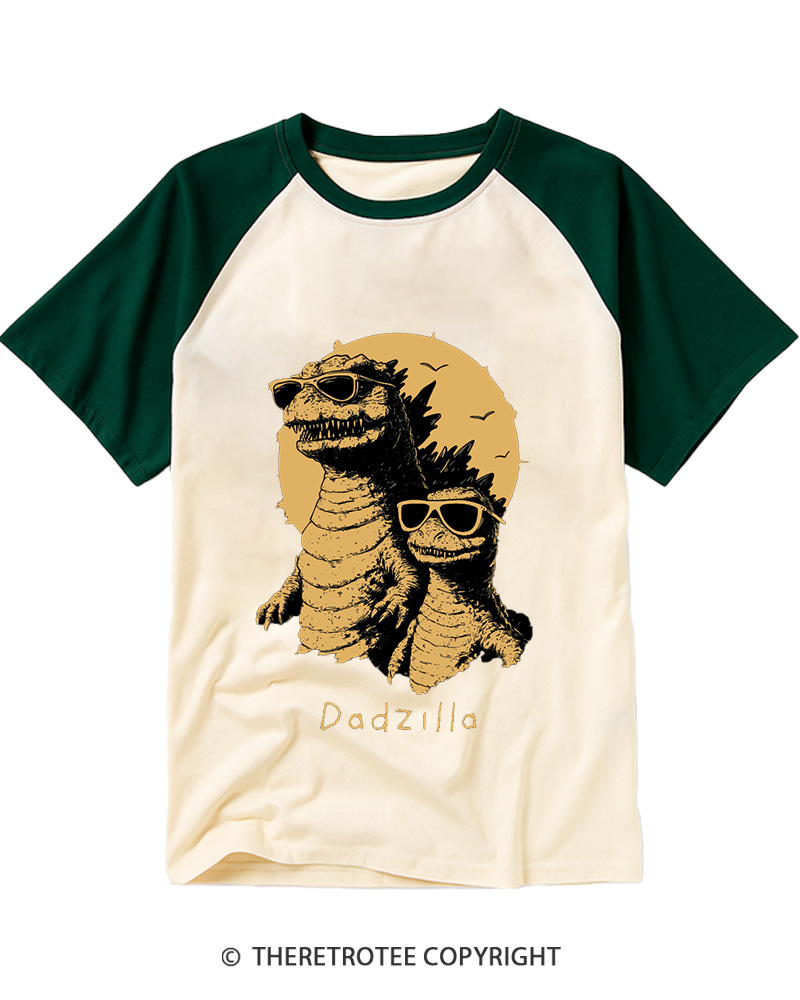 TheRetroTee Dadzilla 1990s Raglan Baseball T-Shirt
