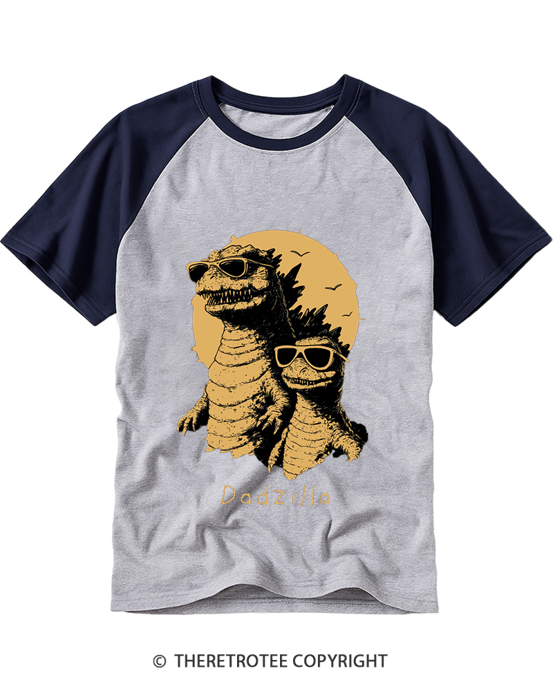 TheRetroTee Dadzilla 1990s Raglan Baseball T-Shirt