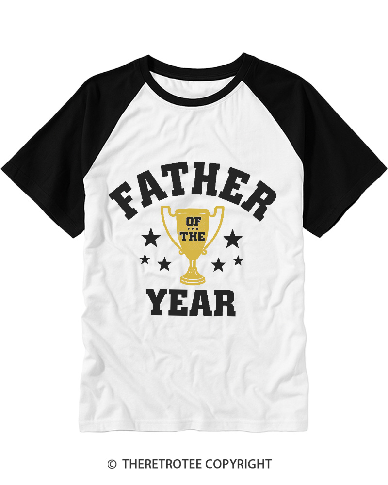 TheRetroTee Father Of The Year 1970s Raglan Baseball T-Shirt
