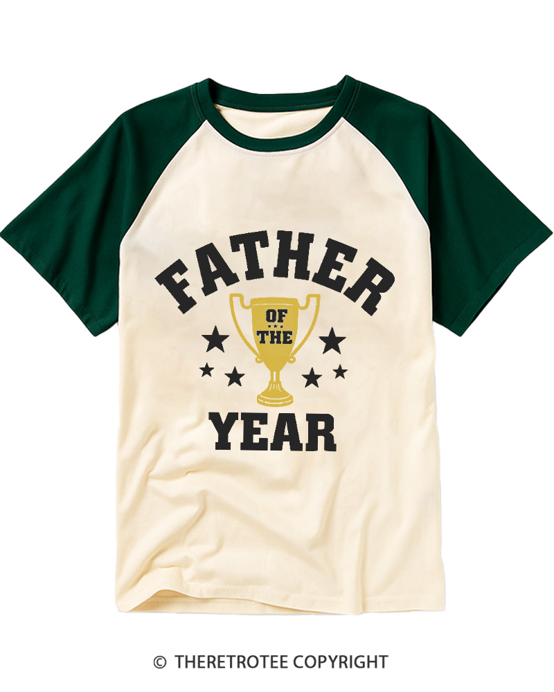 TheRetroTee Father Of The Year 1970s Raglan Baseball T-Shirt