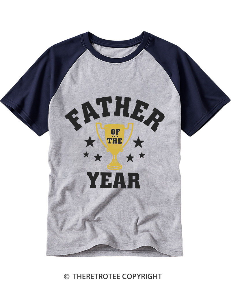 TheRetroTee Father Of The Year 1970s Raglan Baseball T-Shirt