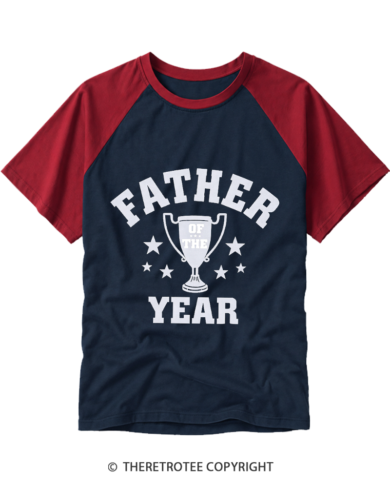 TheRetroTee Father Of The Year 1970s Raglan Baseball T-Shirt