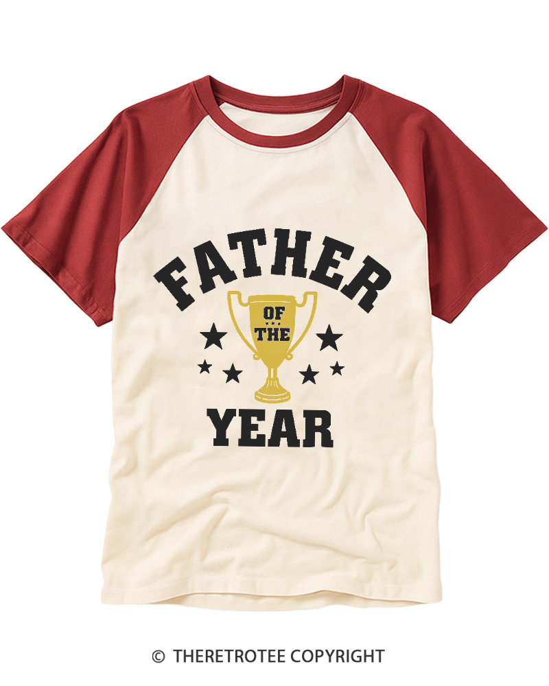 TheRetroTee Father Of The Year 1970s Raglan Baseball T-Shirt