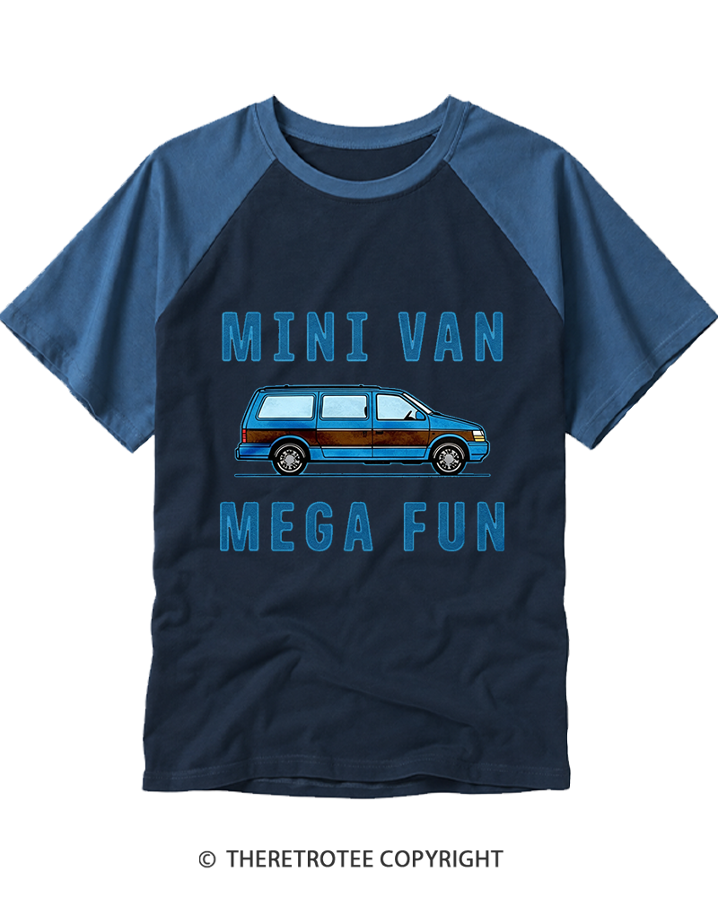TheRetroTee Mini Van Mega Fun 1980s Raglan Baseball T-Shirt