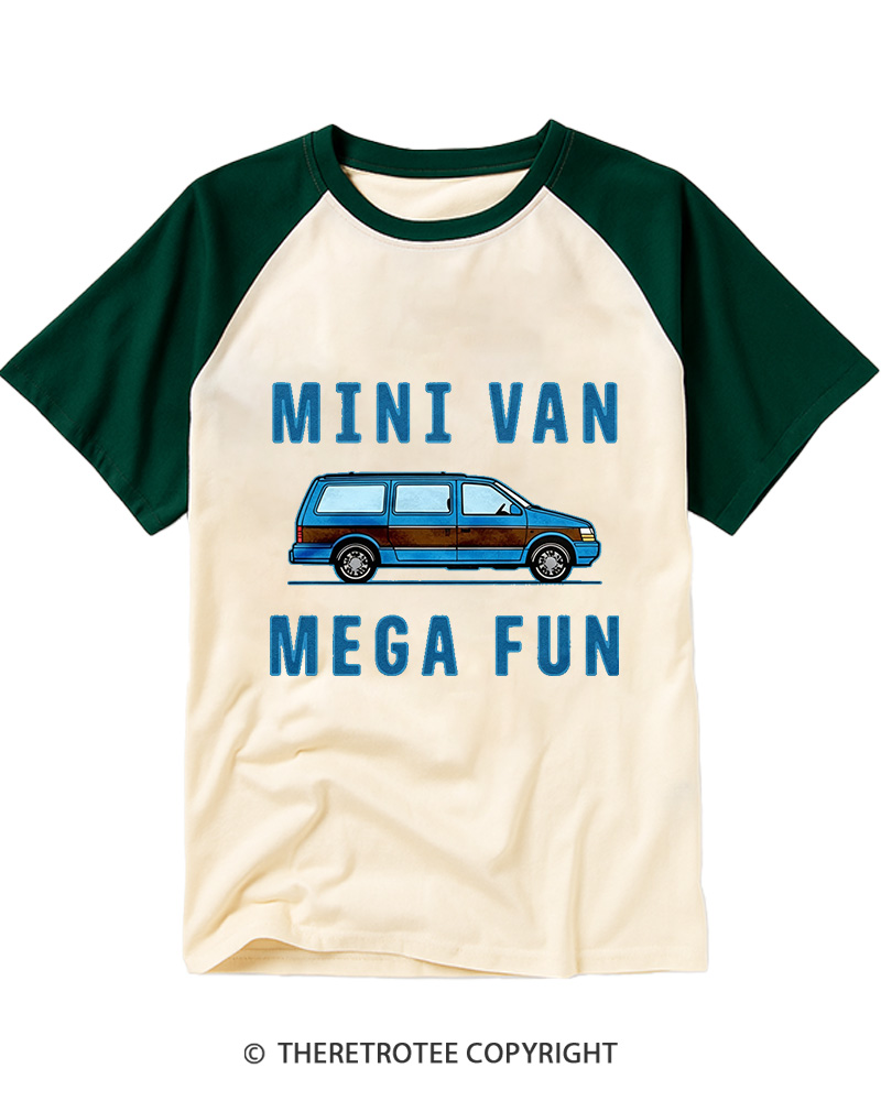 TheRetroTee Mini Van Mega Fun 1980s Raglan Baseball T-Shirt