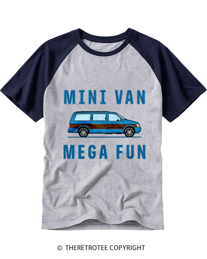 TheRetroTee Mini Van Mega Fun 1980s Raglan Baseball T-Shirt