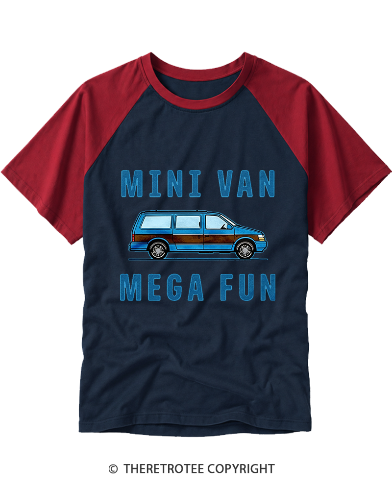 TheRetroTee Mini Van Mega Fun 1980s Raglan Baseball T-Shirt
