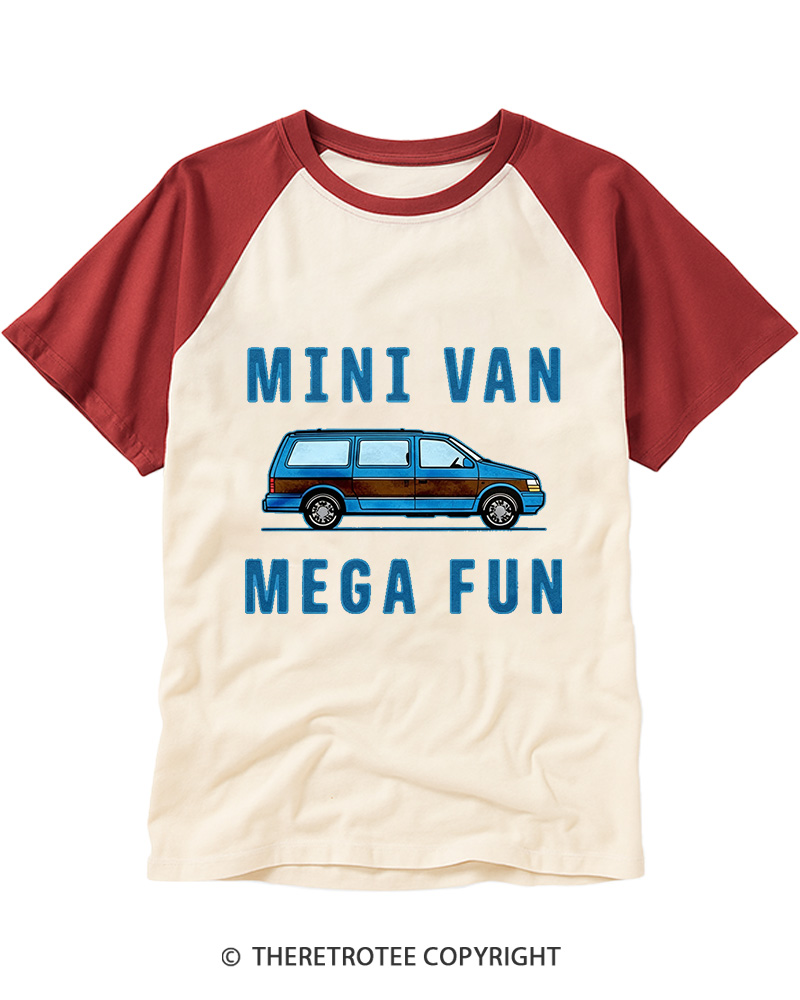 TheRetroTee Mini Van Mega Fun 1980s Raglan Baseball T-Shirt