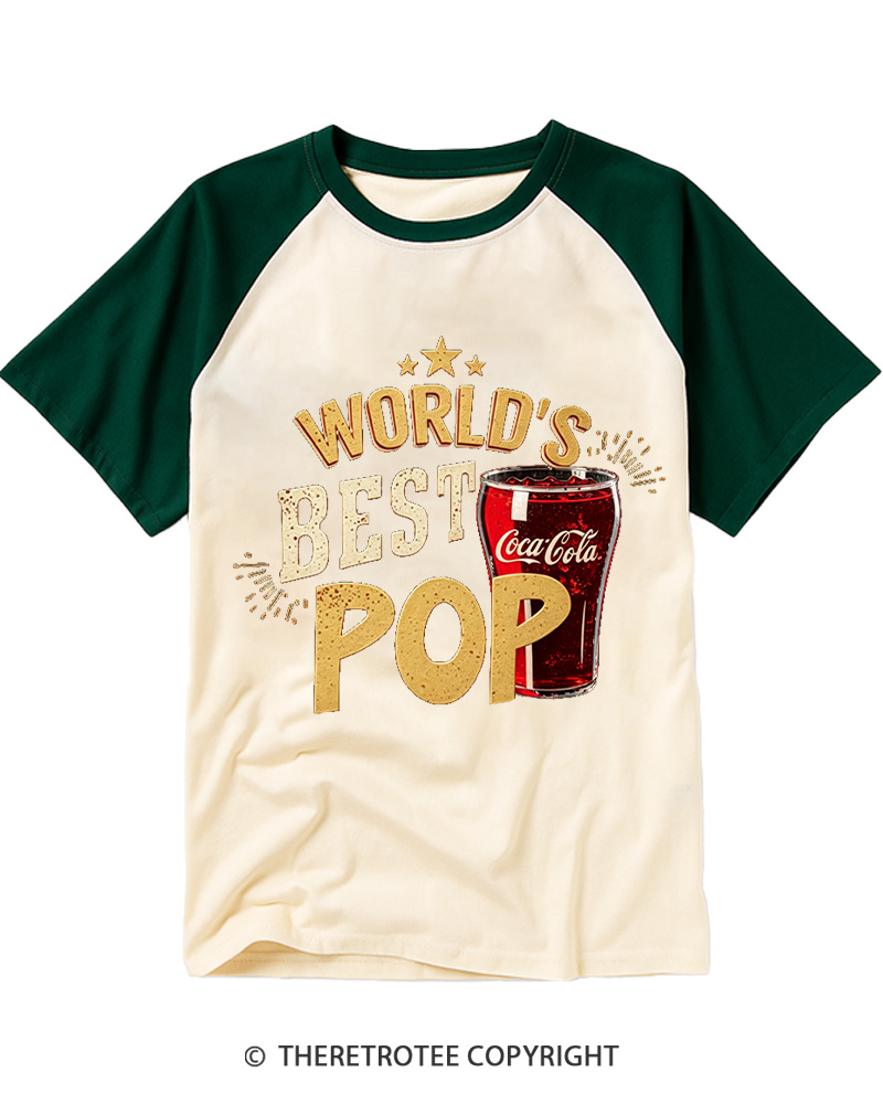 TheRetroTee World's Best Pop 1970s Raglan Baseball T-Shirt
