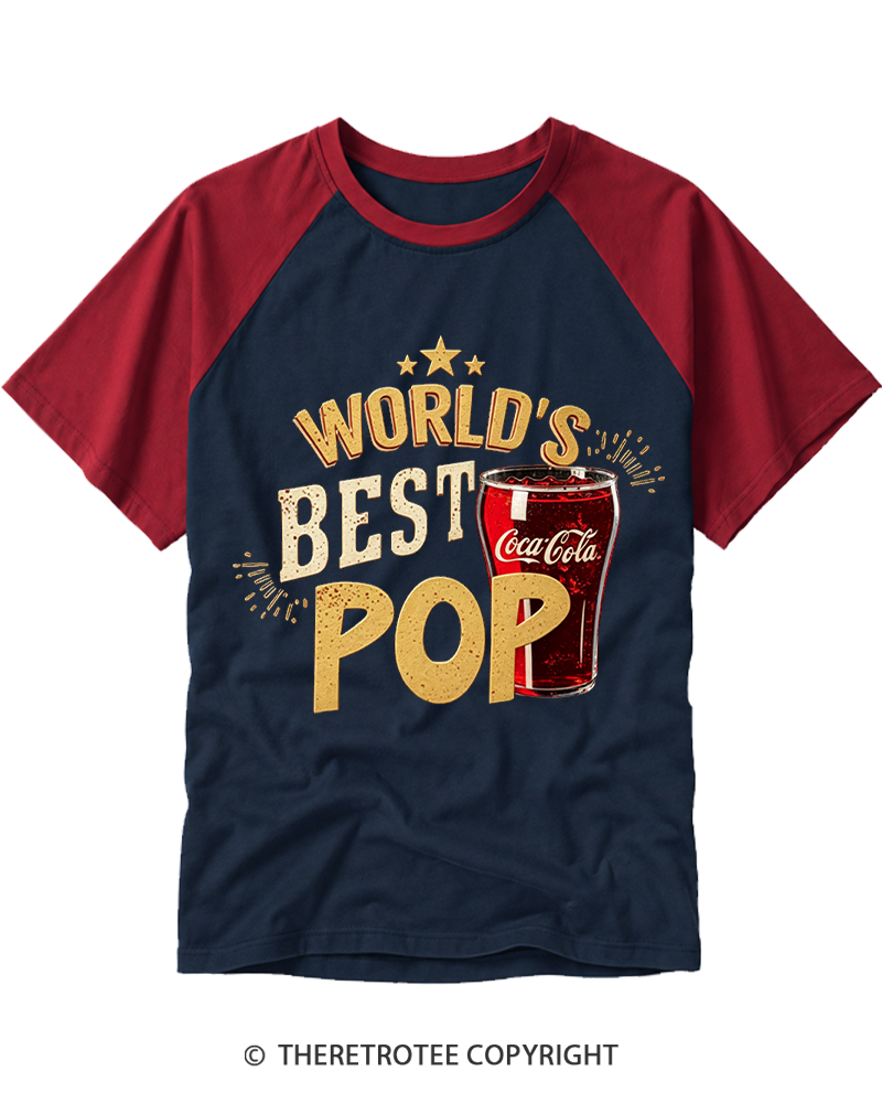 TheRetroTee World's Best Pop 1970s Raglan Baseball T-Shirt