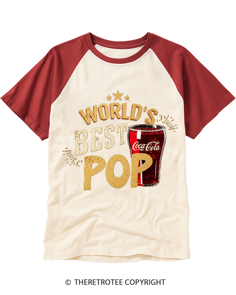 TheRetroTee World's Best Pop 1970s Raglan Baseball T-Shirt