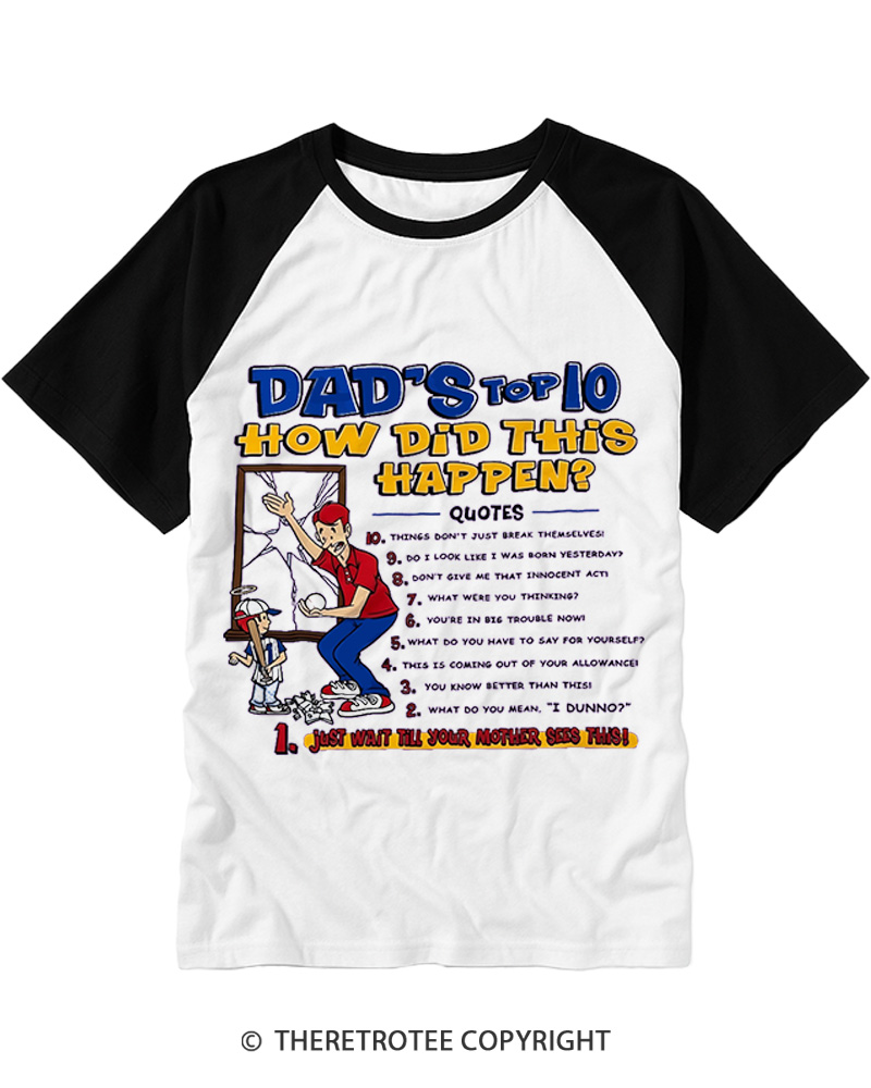 TheRetroTee Dad Humor 1990s Raglan Baseball T-Shirt
