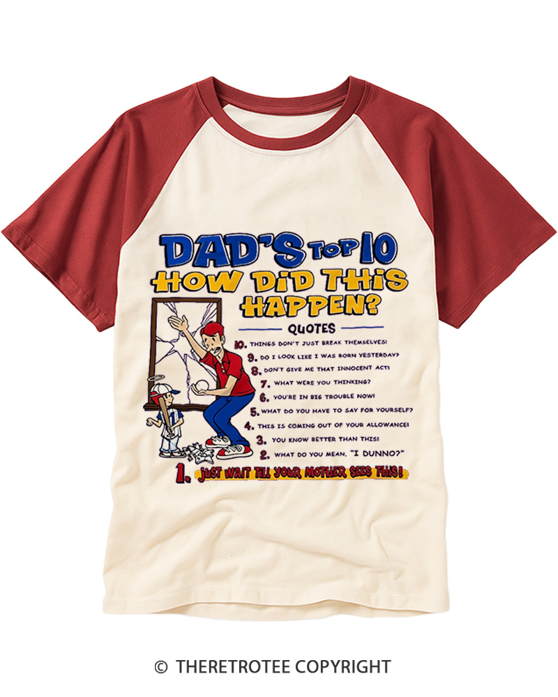 TheRetroTee Dad Humor 1990s Raglan Baseball T-Shirt