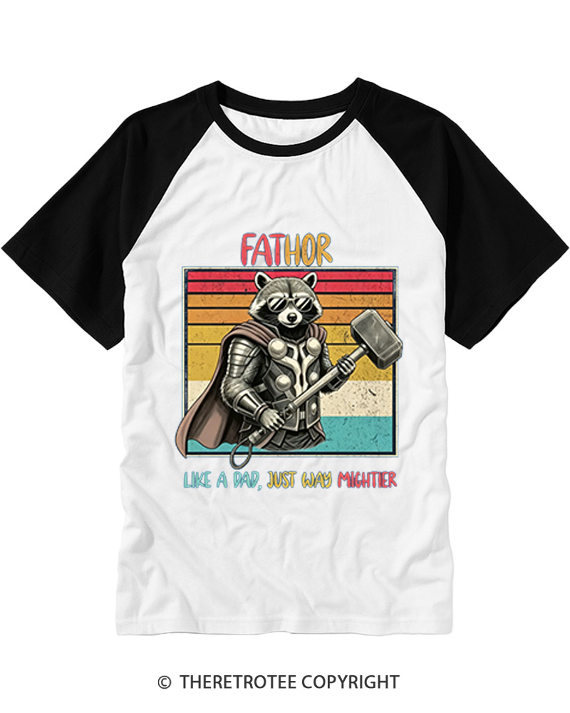 TheRetroTee Fathor Like a Dad, Just Way Mightier Raglan Baseball T-Shirt