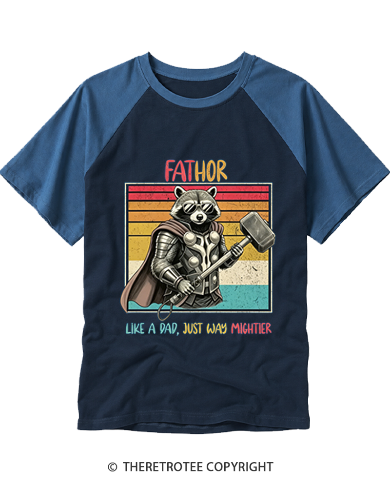 TheRetroTee Fathor Like a Dad, Just Way Mightier Raglan Baseball T-Shirt