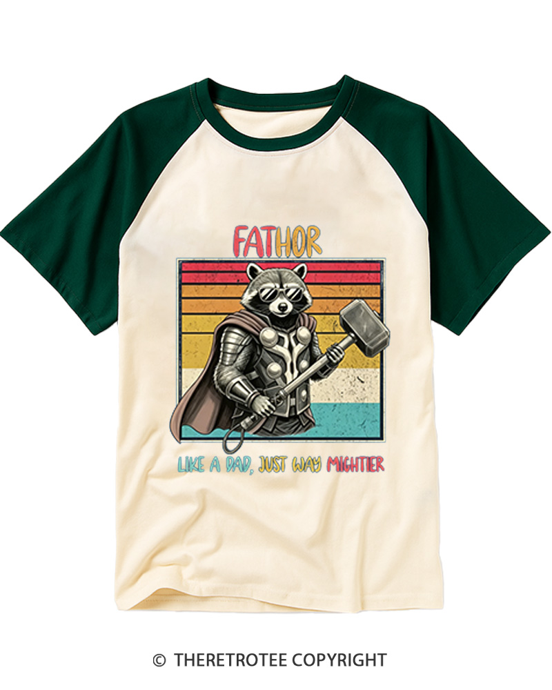 TheRetroTee Fathor Like a Dad, Just Way Mightier Raglan Baseball T-Shirt