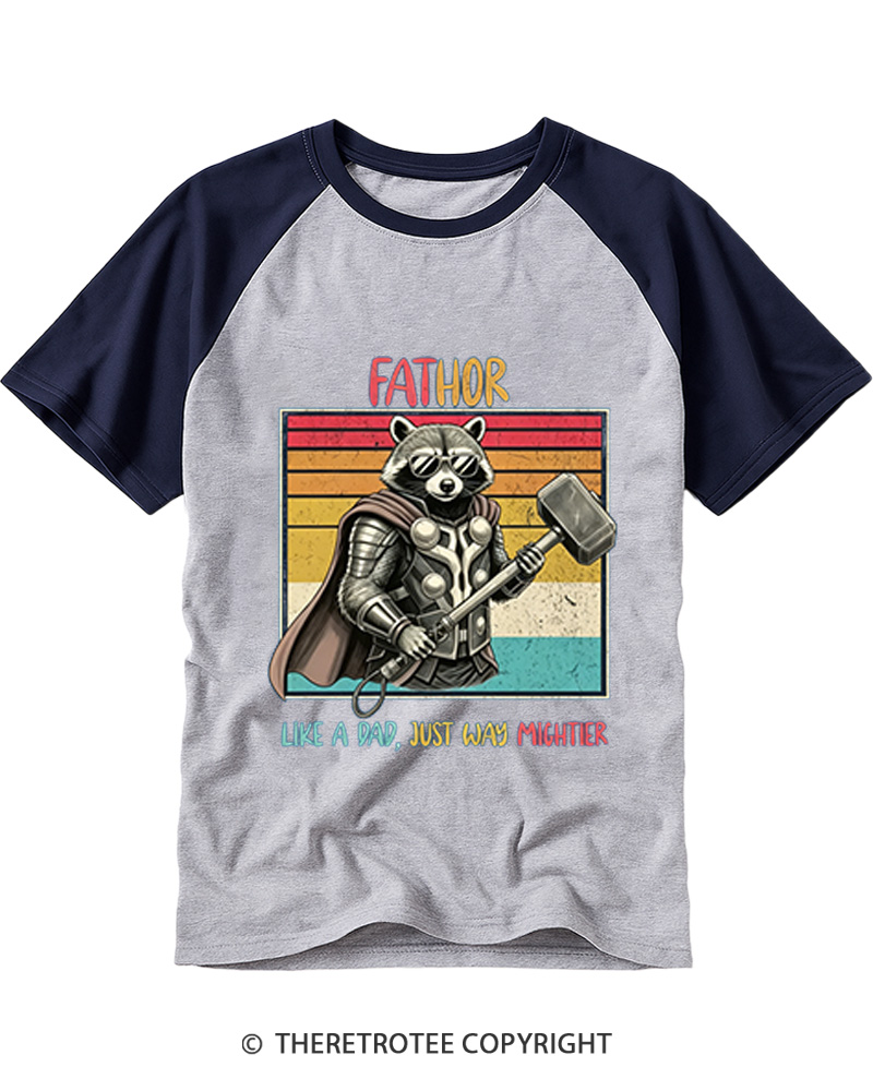 TheRetroTee Fathor Like a Dad, Just Way Mightier Raglan Baseball T-Shirt