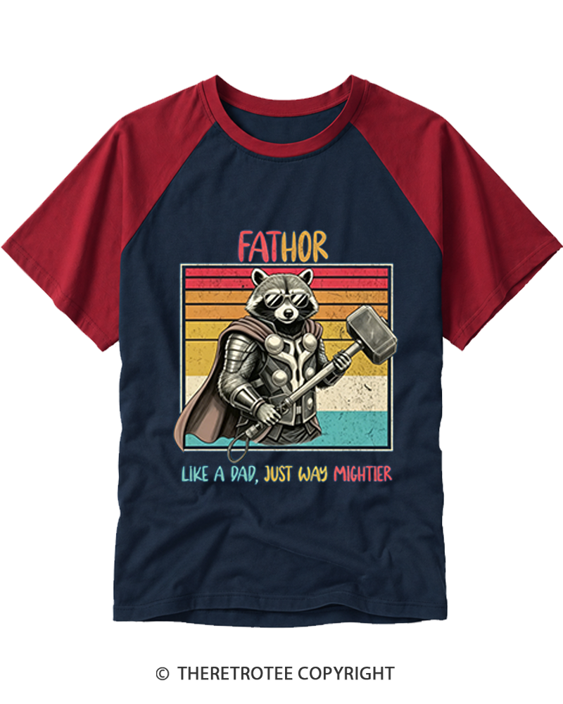 TheRetroTee Fathor Like a Dad, Just Way Mightier Raglan Baseball T-Shirt