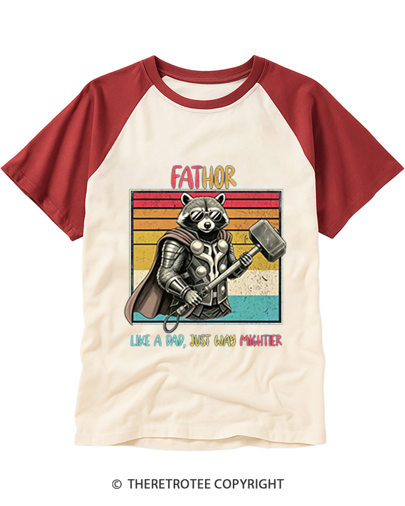TheRetroTee Fathor Like a Dad, Just Way Mightier Raglan Baseball T-Shirt