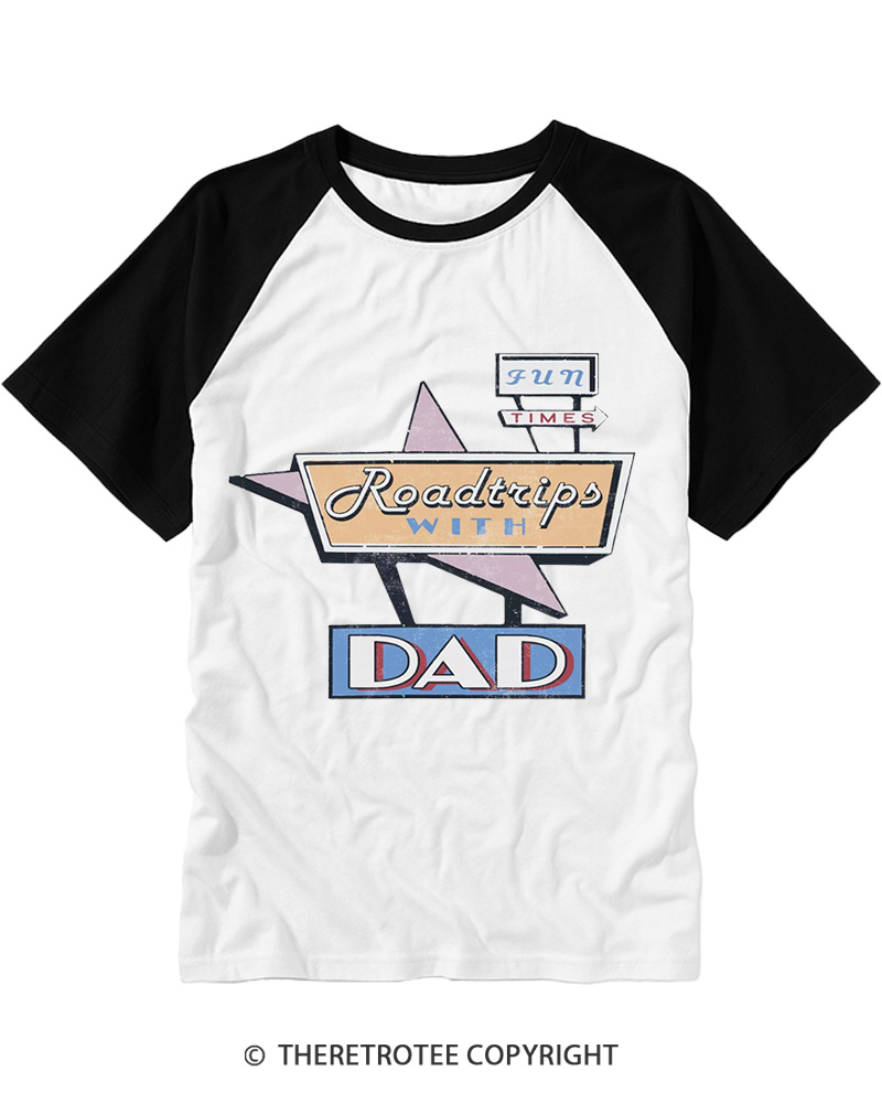 TheRetroTee Roadtrips With Dad 1970s Raglan Baseball T-Shirt