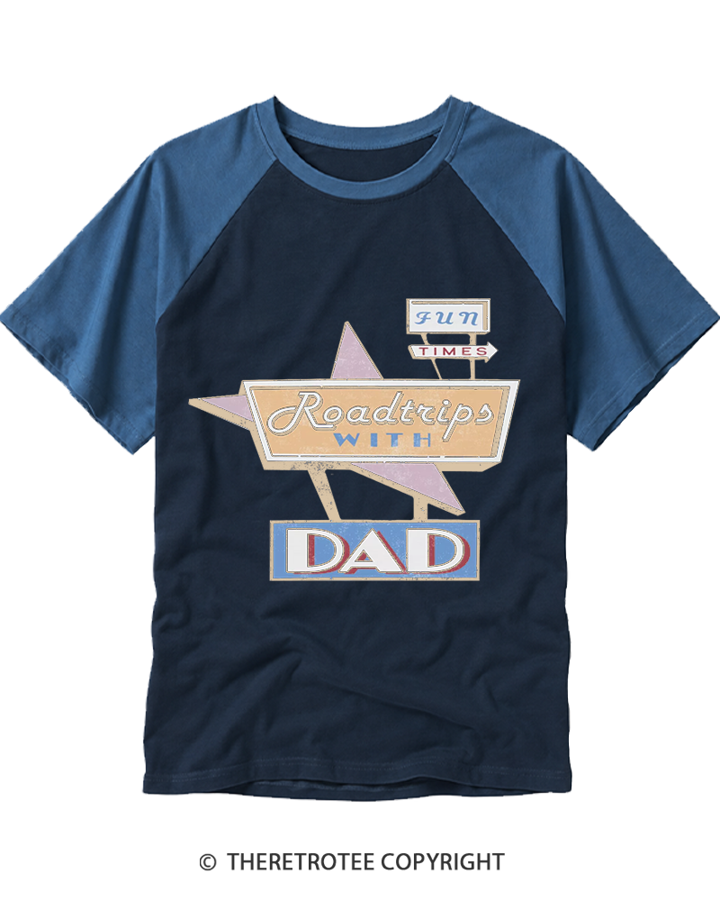 TheRetroTee Roadtrips With Dad 1970s Raglan Baseball T-Shirt