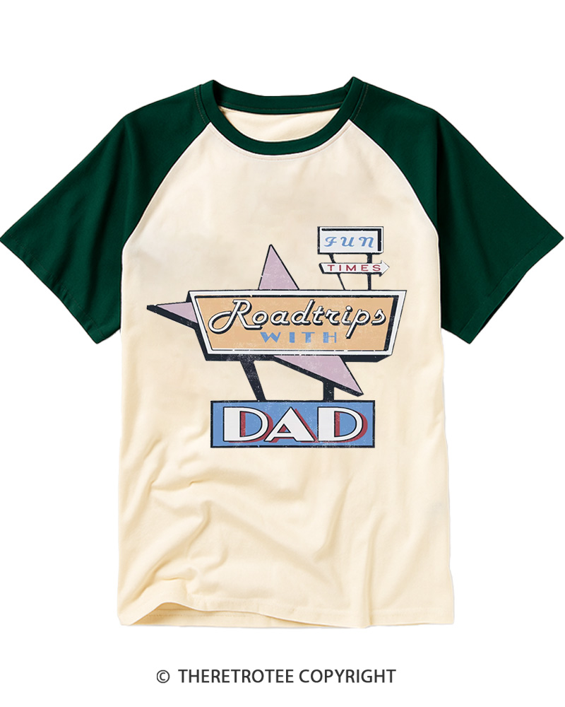 TheRetroTee Roadtrips With Dad 1970s Raglan Baseball T-Shirt