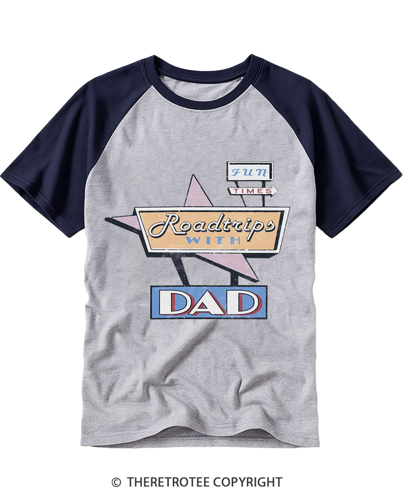 TheRetroTee Roadtrips With Dad 1970s Raglan Baseball T-Shirt