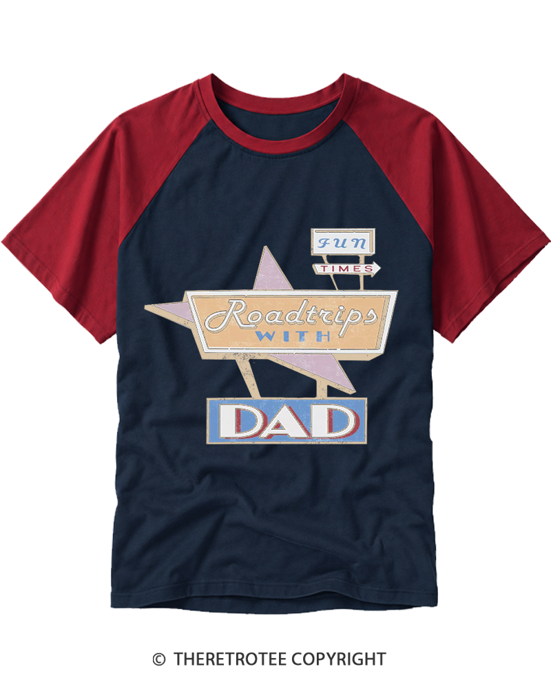 TheRetroTee Roadtrips With Dad 1970s Raglan Baseball T-Shirt