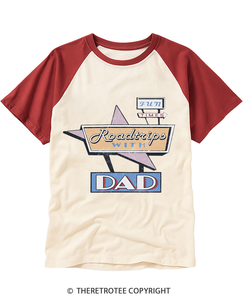 TheRetroTee Roadtrips With Dad 1970s Raglan Baseball T-Shirt