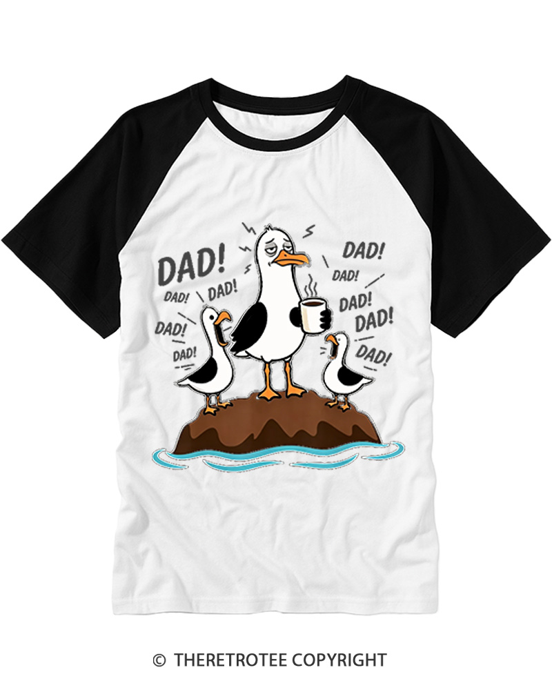 TheRetroTee Seagulls Dad Raglan Baseball T-Shirt