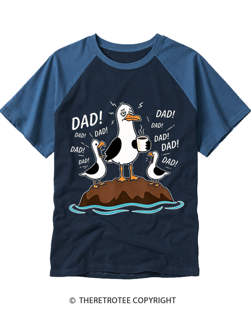 TheRetroTee Seagulls Dad Raglan Baseball T-Shirt
