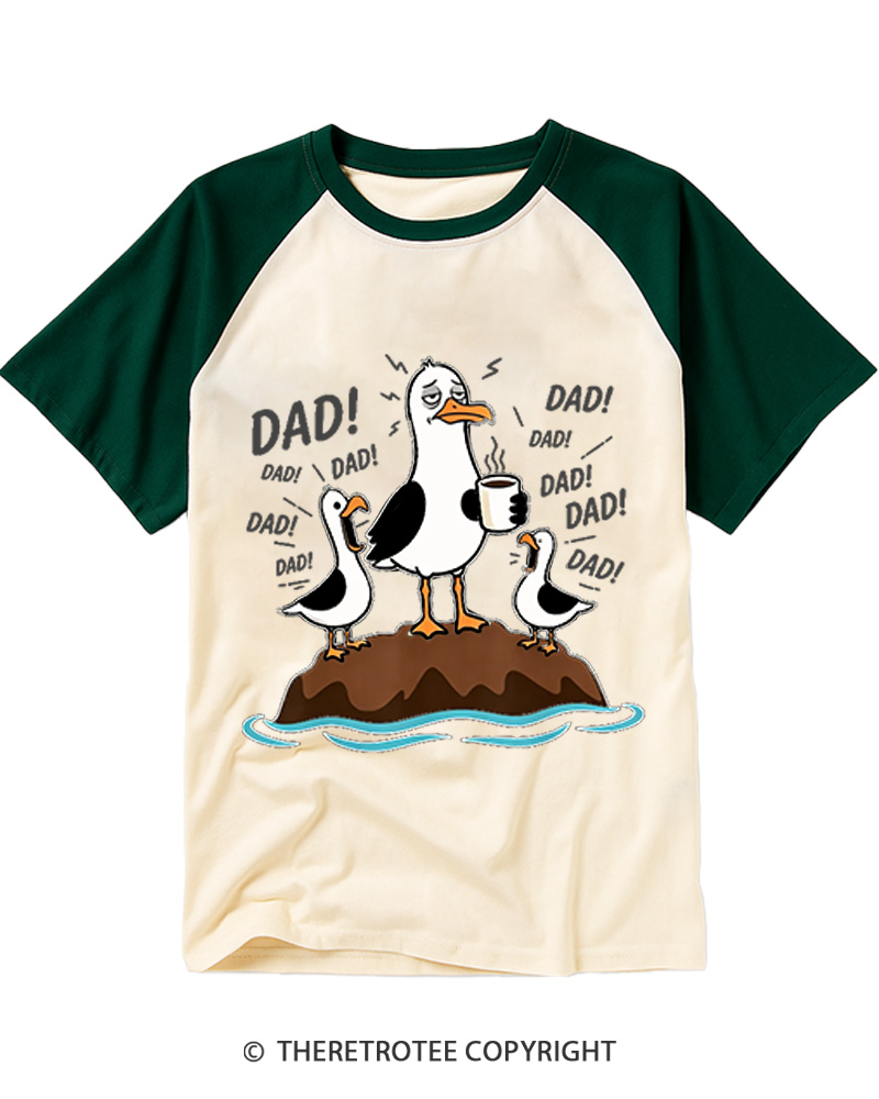 TheRetroTee Seagulls Dad Raglan Baseball T-Shirt