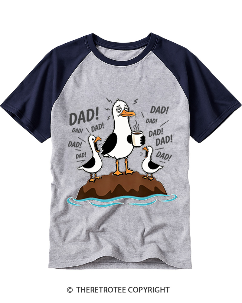 TheRetroTee Seagulls Dad Raglan Baseball T-Shirt