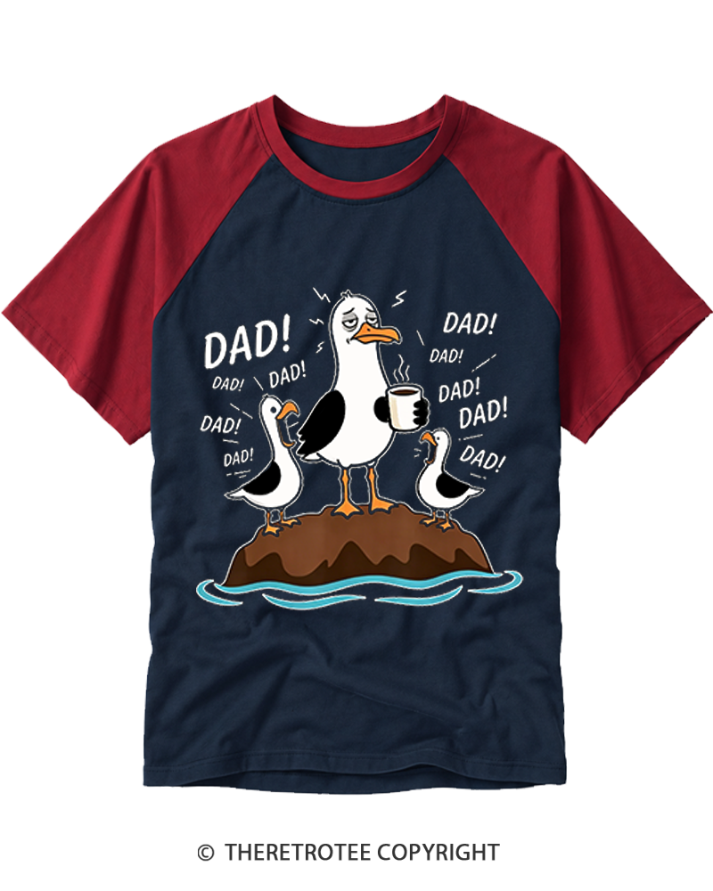 TheRetroTee Seagulls Dad Raglan Baseball T-Shirt