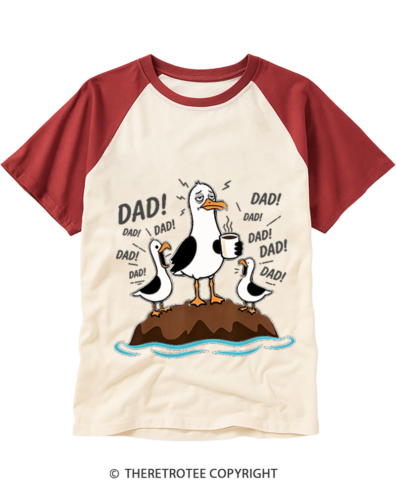 TheRetroTee Seagulls Dad Raglan Baseball T-Shirt
