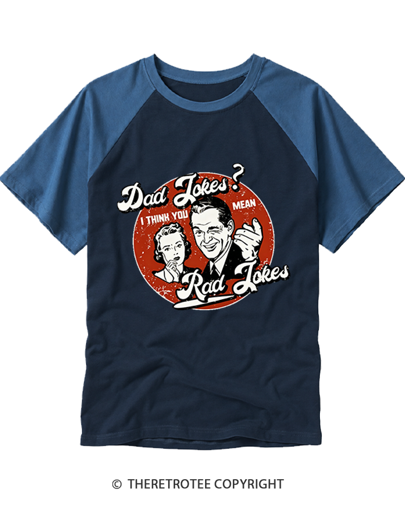TheRetroTee You Mean Rad Jokes 1950s Raglan Baseball T-Shirt