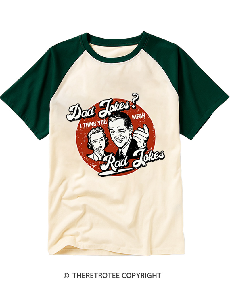 TheRetroTee You Mean Rad Jokes 1950s Raglan Baseball T-Shirt