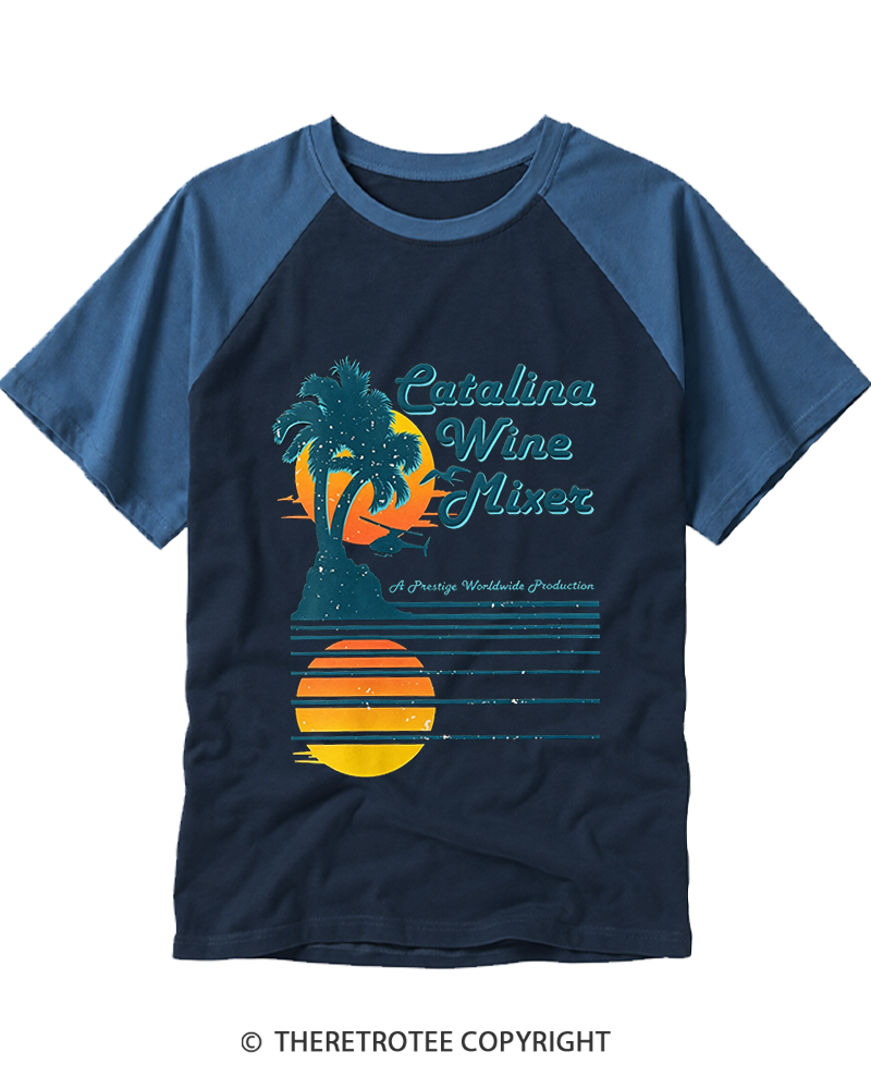 TheRetroTee Catalina Wine Mixer Raglan Baseball T-Shirt