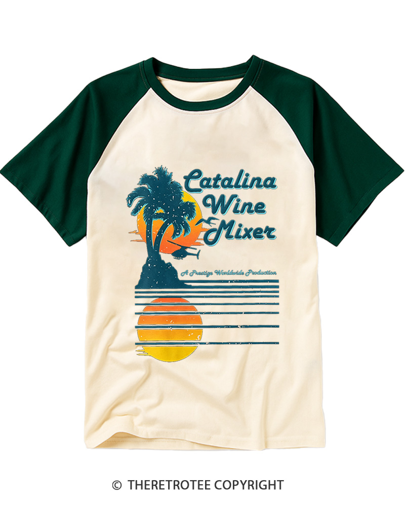TheRetroTee Catalina Wine Mixer Raglan Baseball T-Shirt