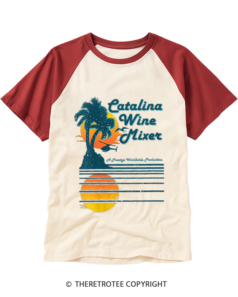 TheRetroTee Catalina Wine Mixer Raglan Baseball T-Shirt
