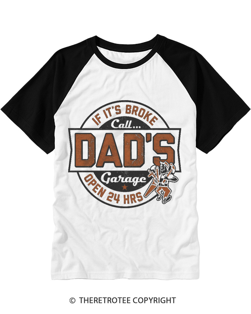 TheRetroTee Dad's Garage 1970s Raglan Baseball T-Shirt